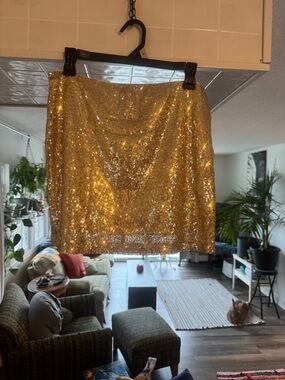 Gold Sequin Mini Skirt sz XL
